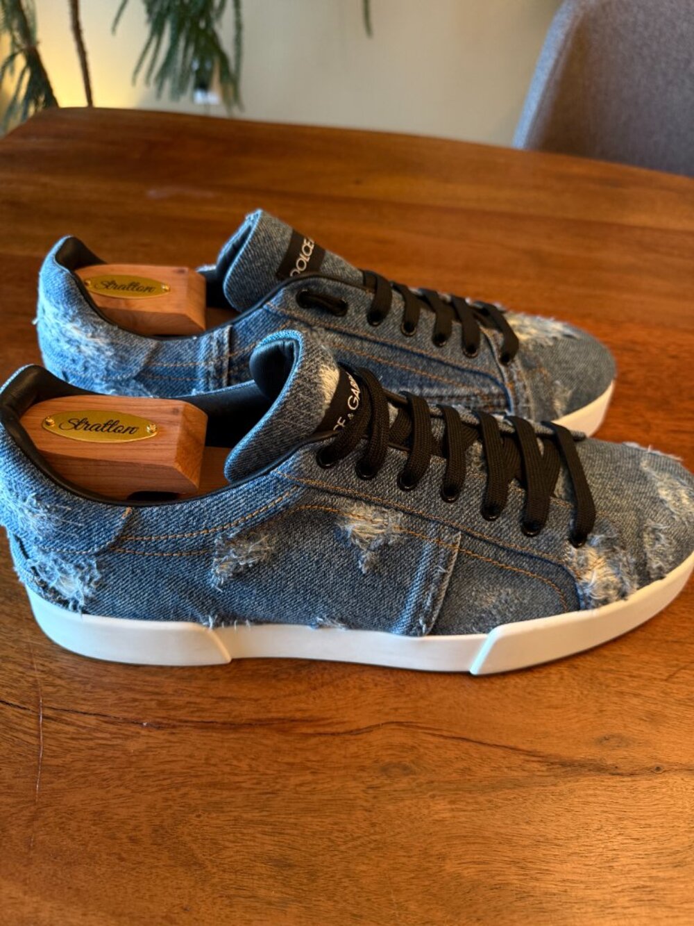 Dolce & Gabana Distressed Denim Sneakers - size 12